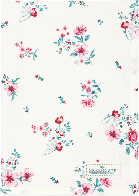 Geschirrtuch Greengate Alasie Weiß – 100 % Baumwolle Floral
