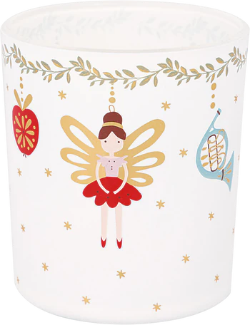 Teelichthalter Glas Greengate Cindarella Xmas Weiß Klein