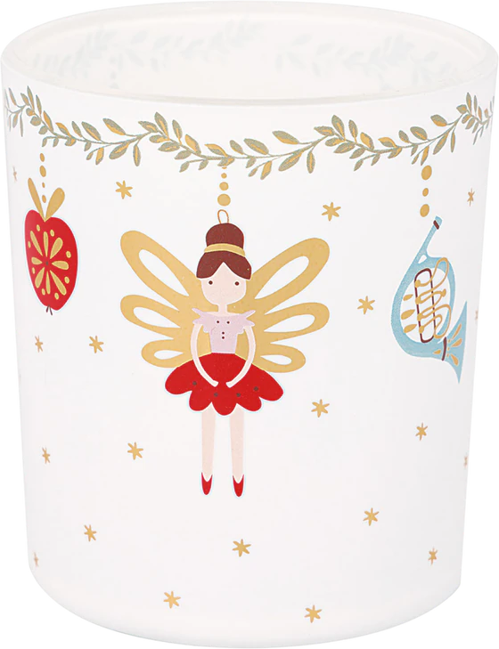 Teelichthalter Glas Greengate Cindarella Xmas Weiß Klein