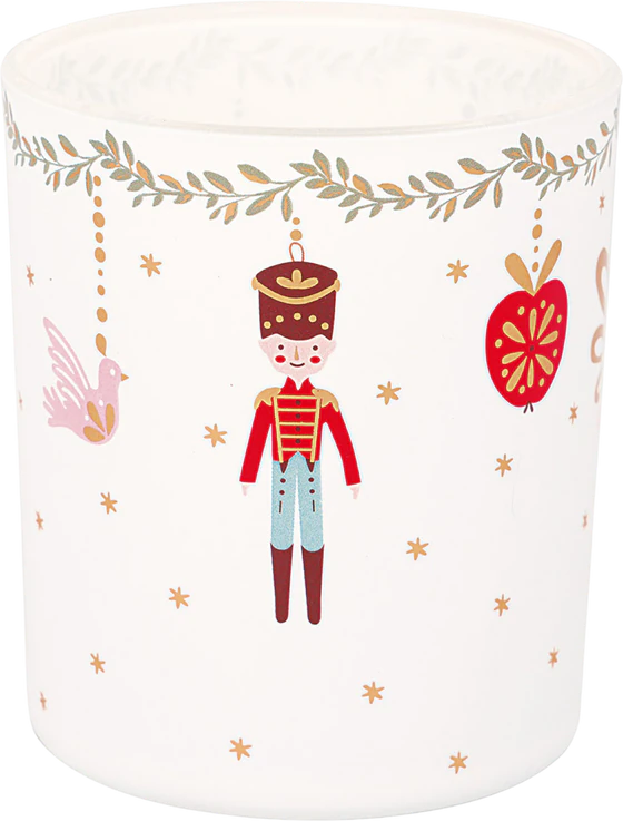 Teelichthalter Glas Greengate Cindarella Xmas Weiß Klein