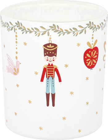 Teelichthalter Glas Greengate Cindarella Xmas Weiß klein