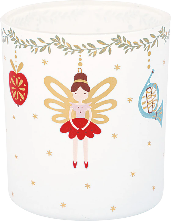 Teelichthalter Glas Greengate Cindarella Xmas Weiß klein