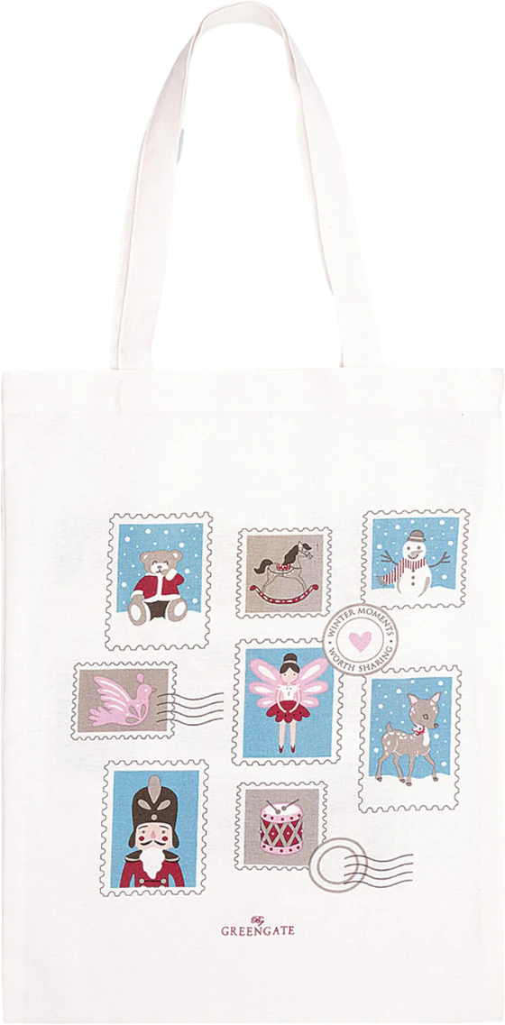 Stoff-Geschenktasche Weihnachten Greengate Baumwolle Weiß