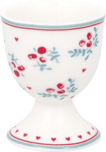 Eierbecher Greengate Belia Weiß – Florales Steinzeug Unikat
