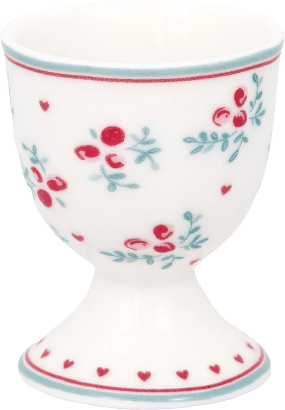 Eierbecher Greengate Belia Weiß – Florales Steinzeug Unikat