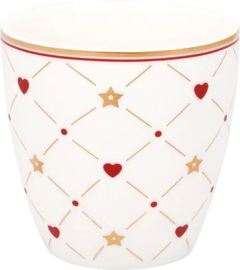 Kleine Latte-Tasse Greengate Clarina Herz Weiß Steinzeug