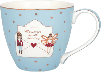 Kaffeebecher Greengate Xmas Letter Hellblau – Steinzeug, Spülmaschinengeeignet