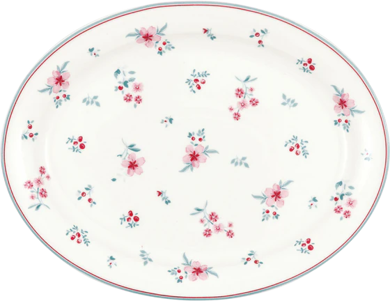 Ovale Servierplatte Greengate Sila Weiß Medium – Steinzeug Glasiert