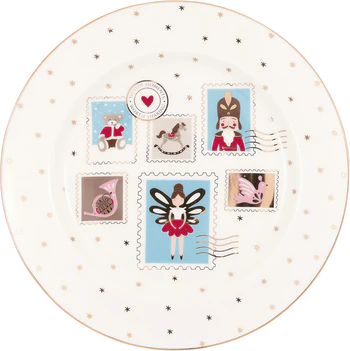 Speiseteller Steingut Greengate Xmas White – Handgefertigt 20,5 cm