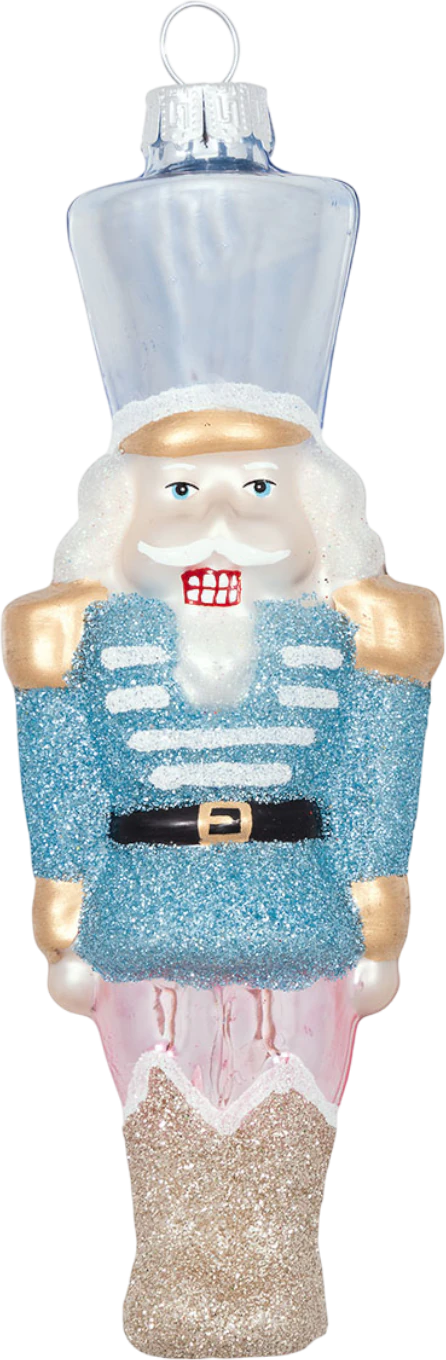 Weihnachtsbaumschmuck Greengate Nussknacker Glas hellblau groß