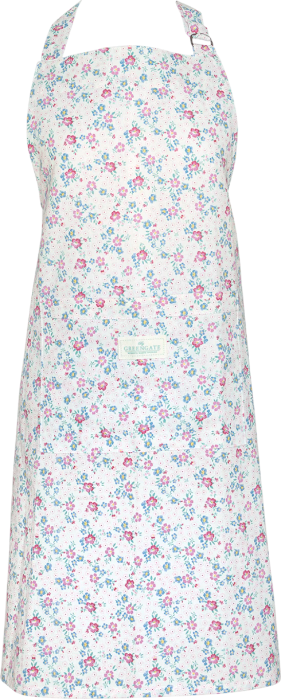 Küchenschürze Greengate Allyna Weiß – Baumwolle mit Blumenmuster