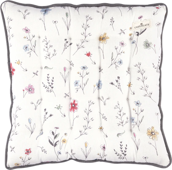 Sitzkissen Greengate Venissa Weiß Floral 40x40 Baumwolle