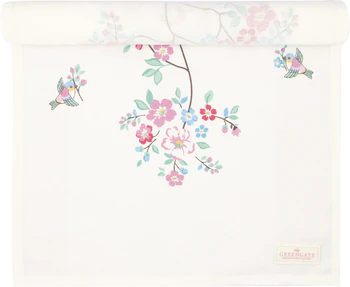 Tischläufer Greengate Desdemona Weiß – 100% Baumwolle, Floral