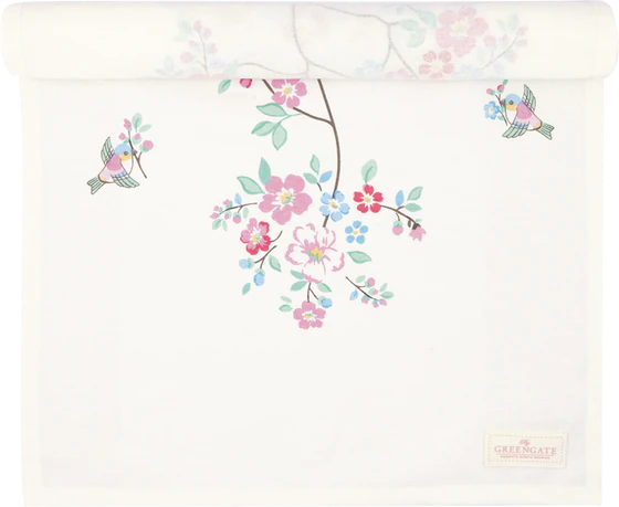 Tischläufer Greengate Desdemona Weiß – 100% Baumwolle, Floral