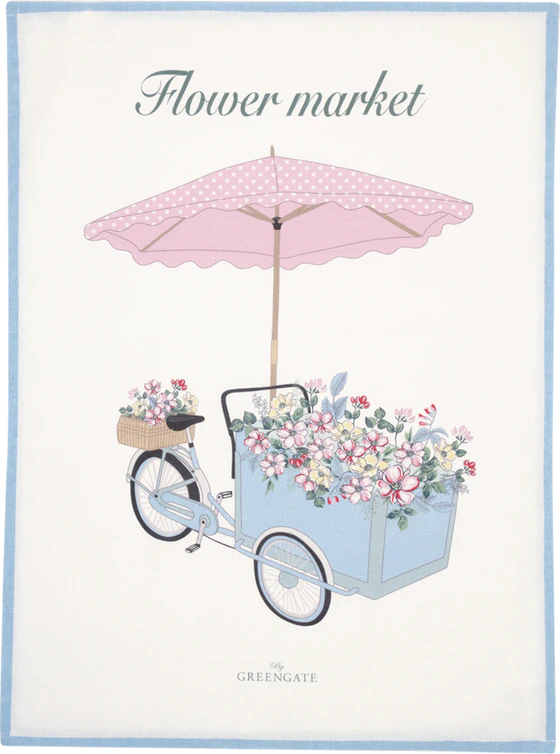 Geschirrtuch Greengate Portia Blumen Weiß 100% Baumwolle