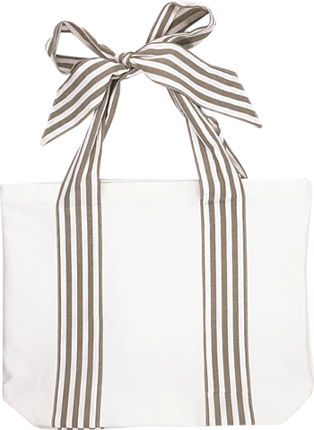 Tragetasche Greengate Stripe Grau Schleife Groß Baumwolle