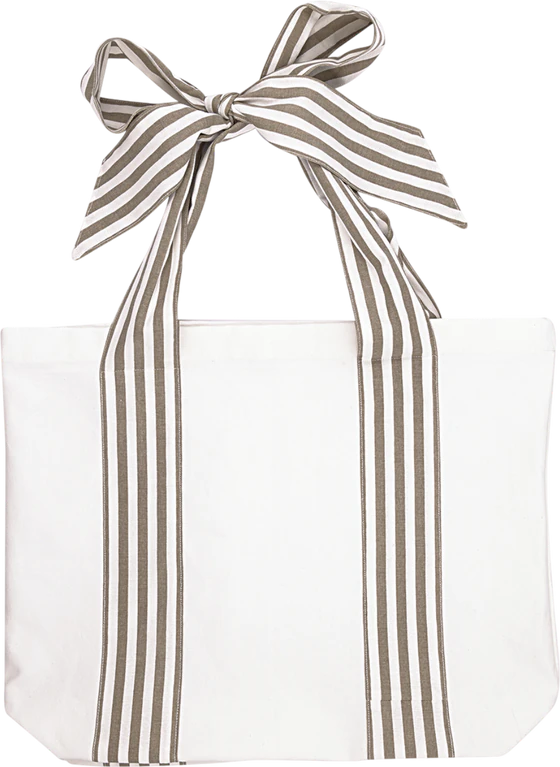 Tragetasche Greengate Stripe Grau Schleife Groß Baumwolle