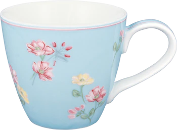 Kaffeebecher Greengate Mug Lianca blassblau – Steinzeug floral