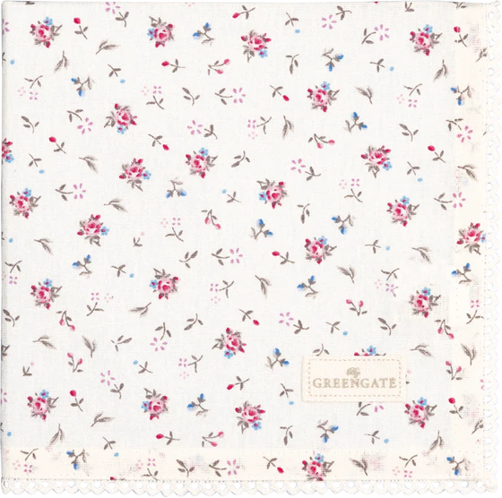 Stoffserviette Greengate Junia Weiß – Baumwolle mit Spitze