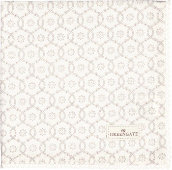 Stoffserviette Greengate Sina Weiß – 100% Baumwolle, Spitzenborte