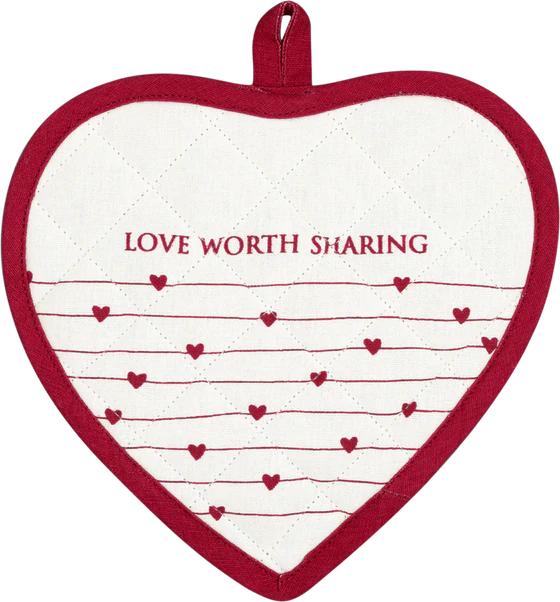 Topflappen-Set Herzform Greengate Grace Weiß Baumwolle