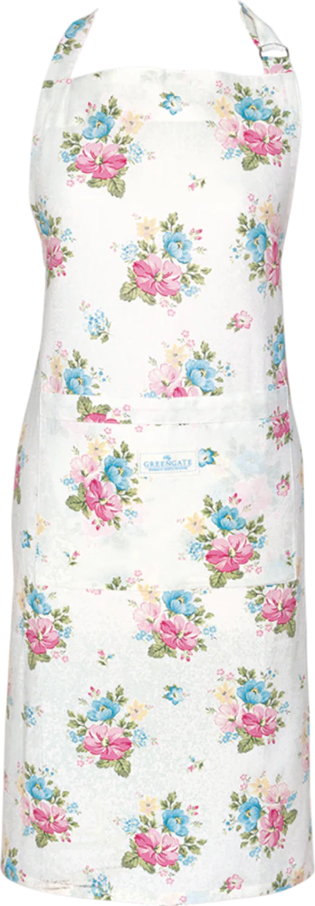 Küchenschürze Greengate Josefina Weiß Floral Baumwolle