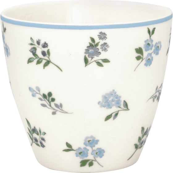 Latte-Becher Greengate Christina Weiß – Steinzeug, floral, 300ml