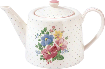 Teekanne Greengate Josefina Weiß – Florales Steinzeug Design