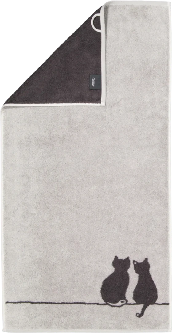 Handtuch Cawö Cute Cats 6263-70 platin basalt Baumwolle