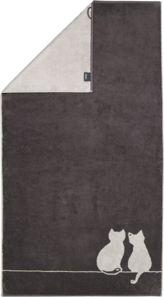 Handtuch Cawö Cute Cats 6263-77 basalt/platin – Flauschig & saugstark