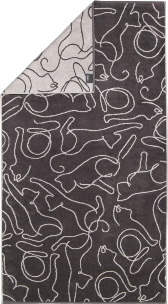 Handtuch Cawö Cute Cats 6264-77 basalt/platin Baumwolle