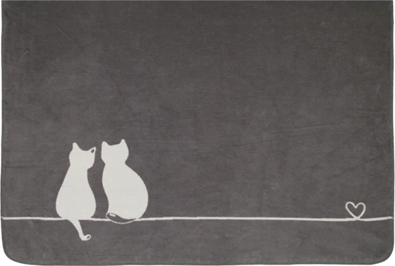 Wohndecke Cawö Cute Cats 62630-70 stein/anthrazit – Weich & Allergikerfreundlich