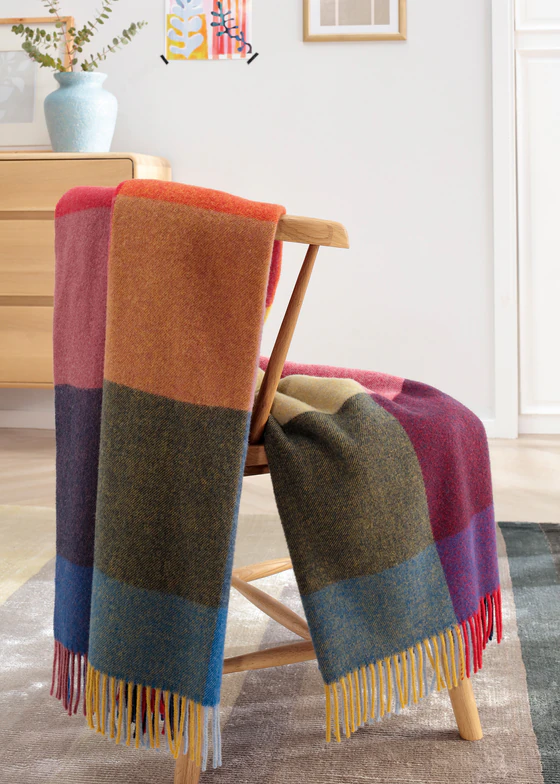 Fransenplaid Biederlack Plaid-Bright Square – Luxuriöser Kaschmir-Mix