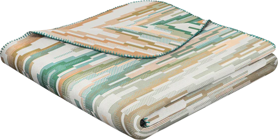 Wohndecke Biederlack Mission Teal – Weich & Zierstich-Akzent