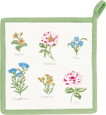 Topflappen Greengate Agnes Weiß Stickerei – 100% Baumwolle