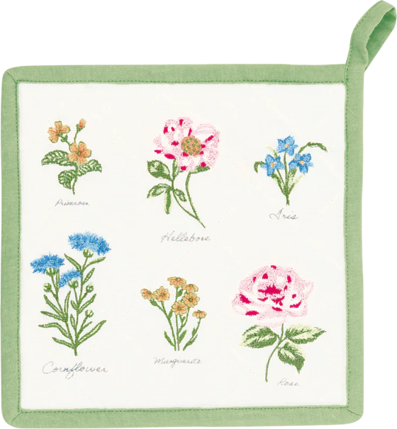 Topflappen Greengate Agnes Weiß Stickerei – 100% Baumwolle