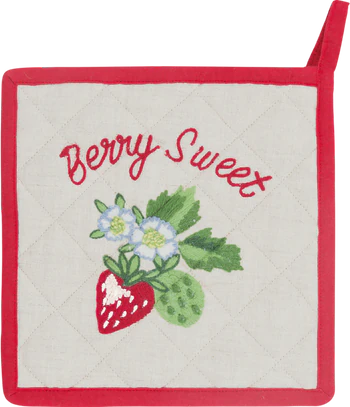 Topflappen Greengate Berry Sand 100% Baumwolle Stickerei