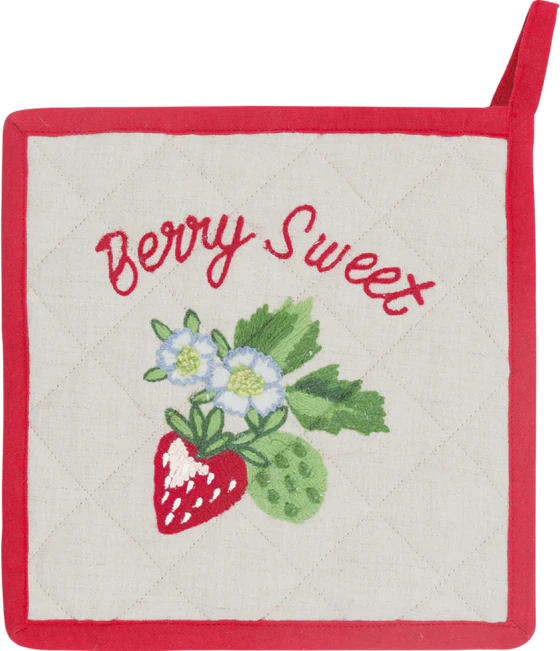 Topflappen Greengate Berry Sand 100% Baumwolle Stickerei