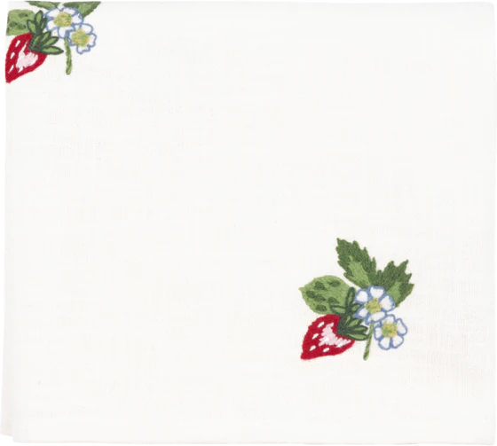 Tischdecke Greengate Berry Weiß 100x100cm Baumwolle Stickerei