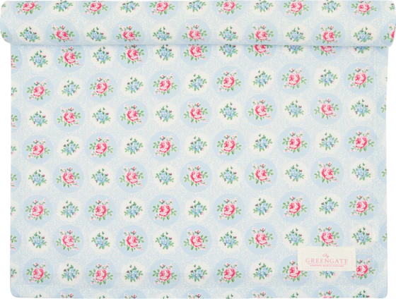 Tischläufer Greengate Elle pale blue – 100% Baumwolle, floral