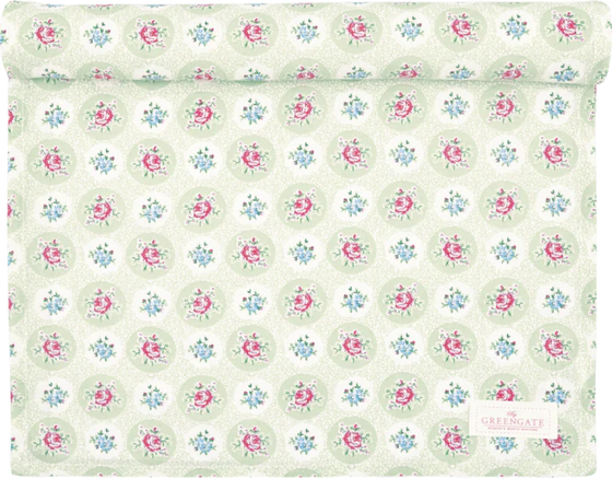 Tischläufer Greengate Elle Blassgrün – 100% Baumwolle, floral