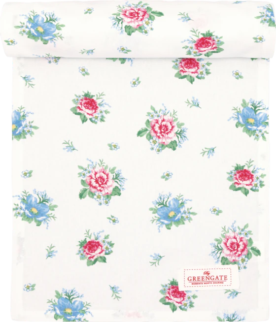 Tischläufer Greengate Alivia 30x220 Weiß Baumwolle Floral