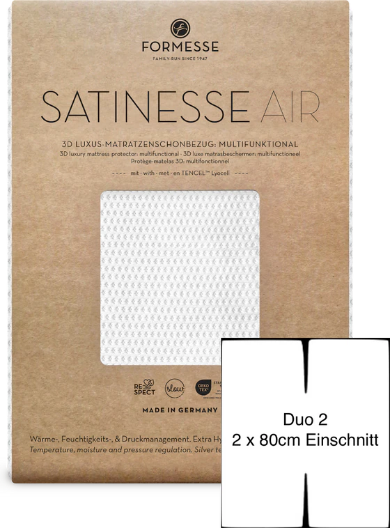 Matratzenschoner Formesse Satinesse Air Duo 2 Weiß – Atmungsaktiv & Saugfähig