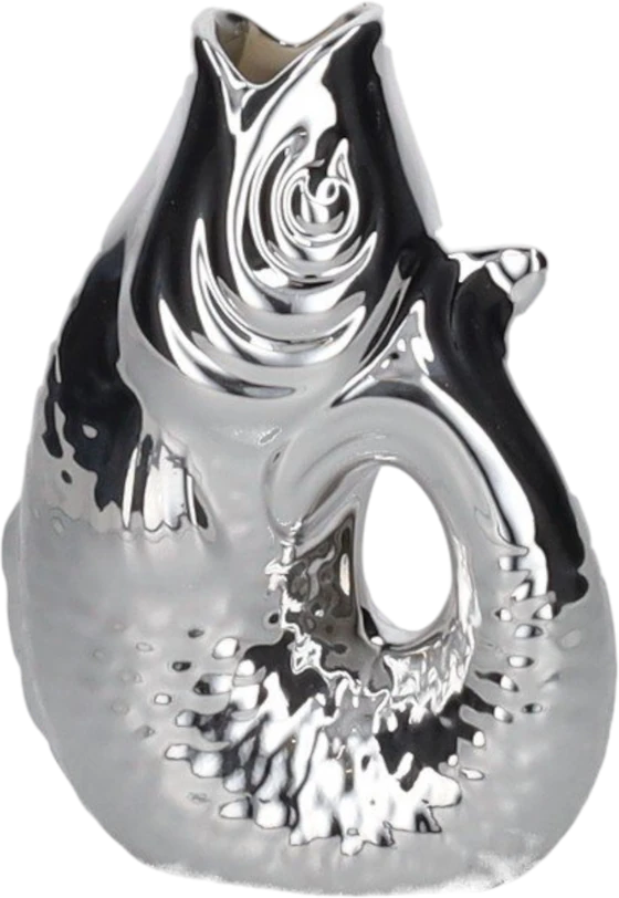Dekovase Fischform XS Silber 0,2L Steingut – GIFTCOMPANY