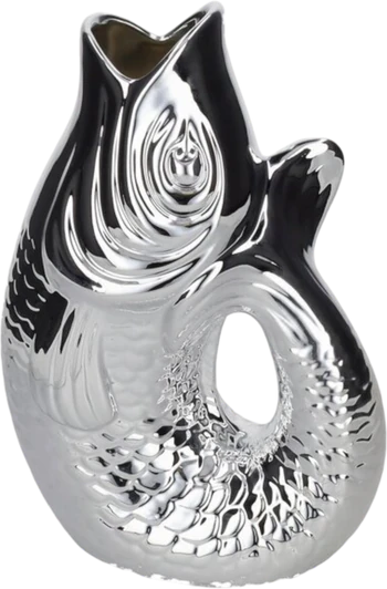 Dekorative Vase Fischform GIFTCOMPANY Silber 2,7L Steingut