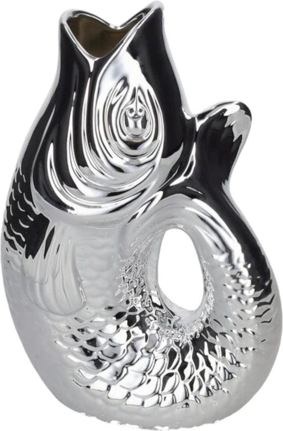 Dekorative Vase Fischform GIFTCOMPANY Silber 2,7L Steingut