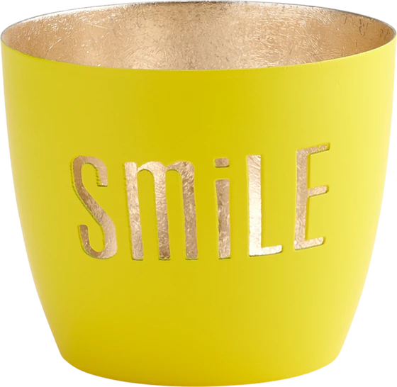Windlicht aus Metall GIFTCOMPANY Madras Smile Neon Gelb/Gold