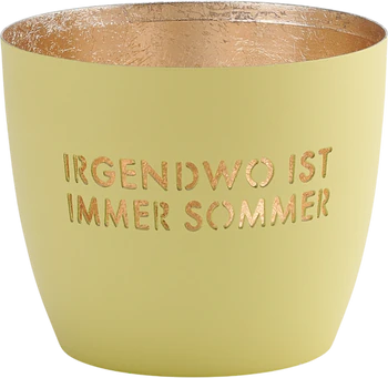 Windlicht aus Metall Madras M Pastellgelb Gold GIFTCOMPANY