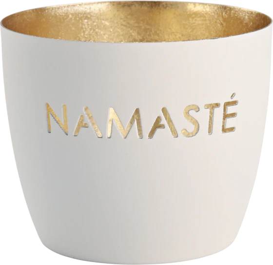 Windlicht Metall GIFTCOMPANY Madras Namaste weiß/gold