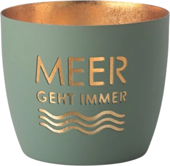 Windlicht aus Metall GIFTCOMPANY Madras M powder blue gold